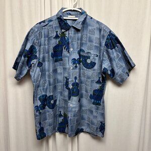 Liberty House Hawaii Shirt Mens Sz XL Blue Short Sleeve Buttons Tropical Vintage